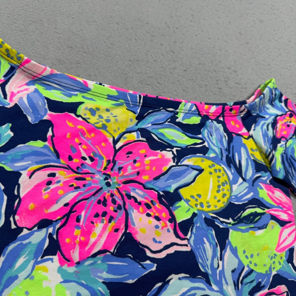 Lilly Pulitzer Womens XS Floral Fruit Print Off The Shoulder Short Sleeve Top